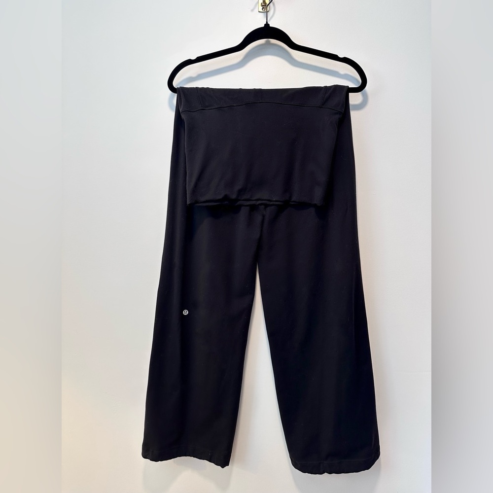 Lululemon Women’s Black Wide-Leg Pants Fold-over Waist – Size 10 - Black